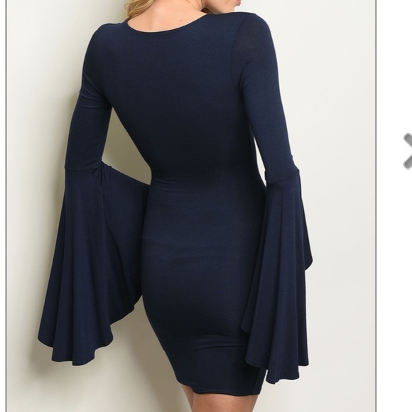 3/$36 BNWOT bell sleeve lace up bodycon dress - Picture 2 of 5